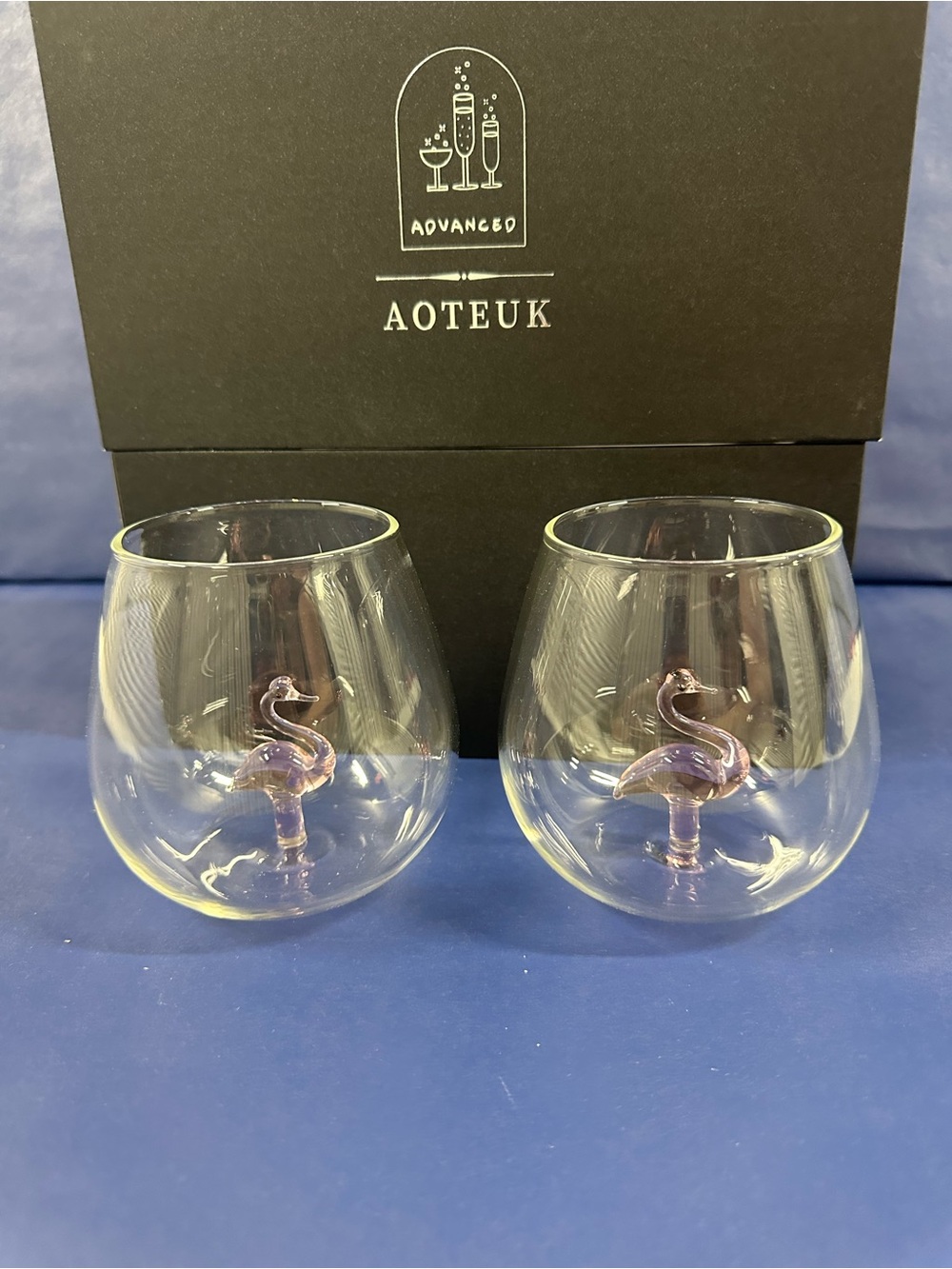 Light Pink Flamingo Stemless Wine Glasses - Set of 2 New